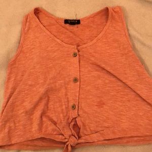 Orange button down tank top